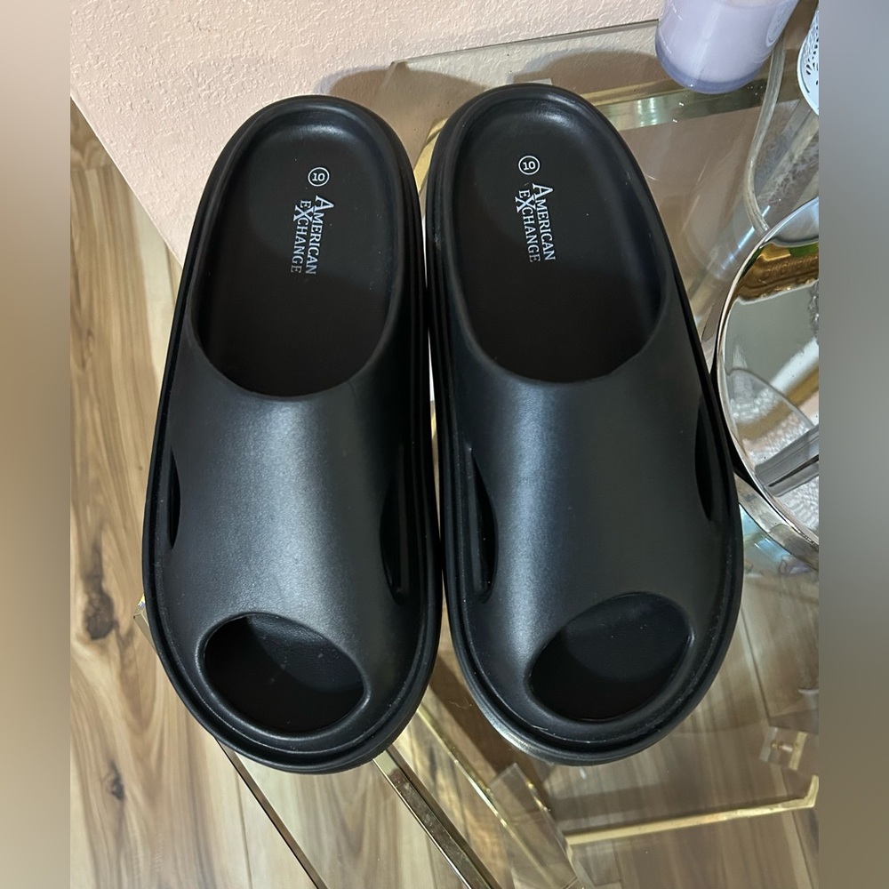 American Exchange Black Boat Slides Sandals